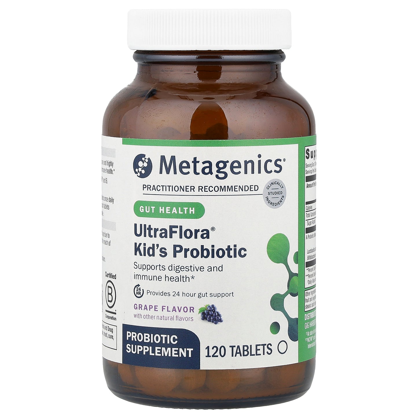 Metagenics, UltraFlora® Kid's Probiotic, Grape, 120 Tablets