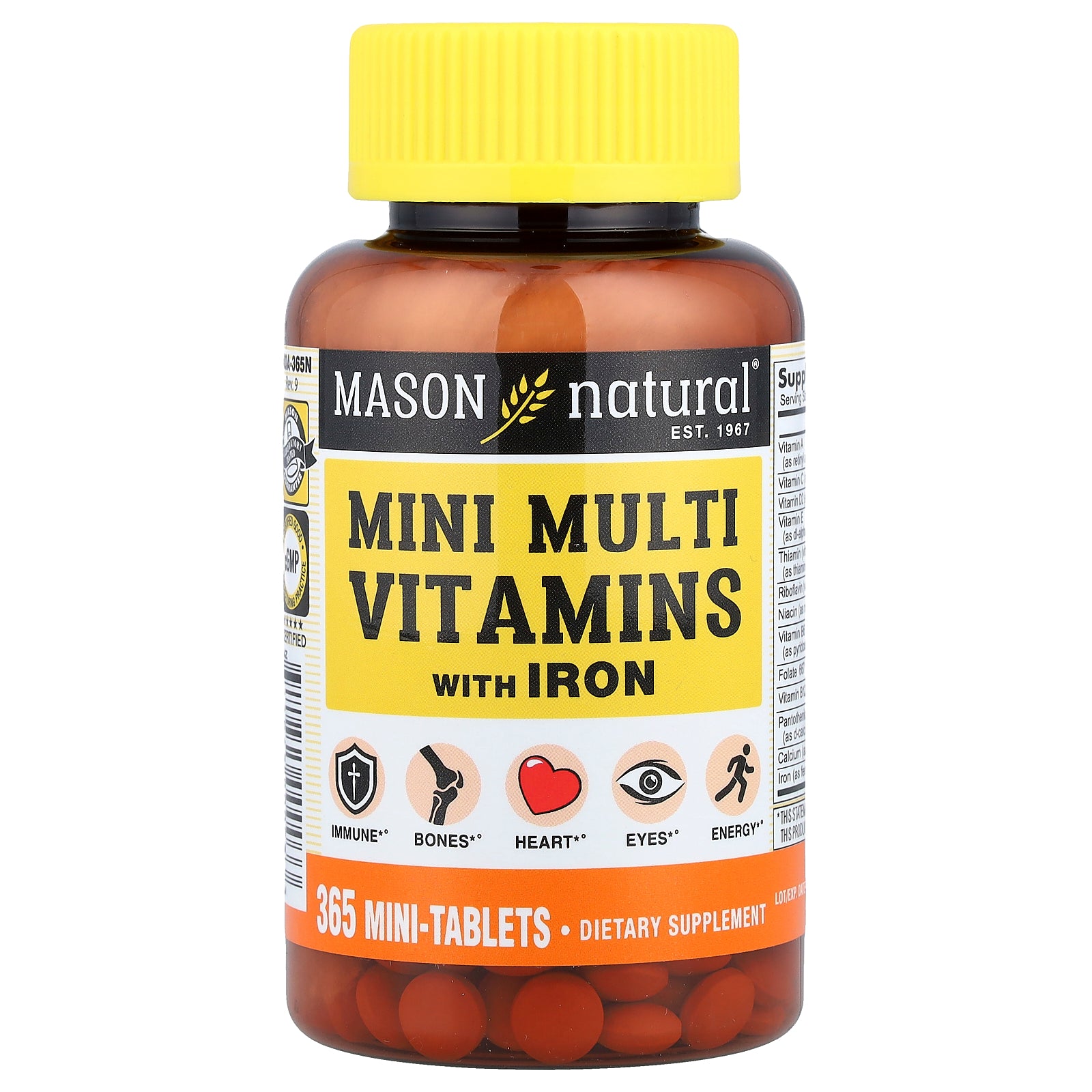 Mason Natural, Mini Multi Vitamins with Iron, 365 Mini Tablets