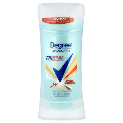 Degree, Advanced, 72H Body Heat Activated™, Antiperspirant Deodorant, Stress Control, 2.6 oz (74 g)