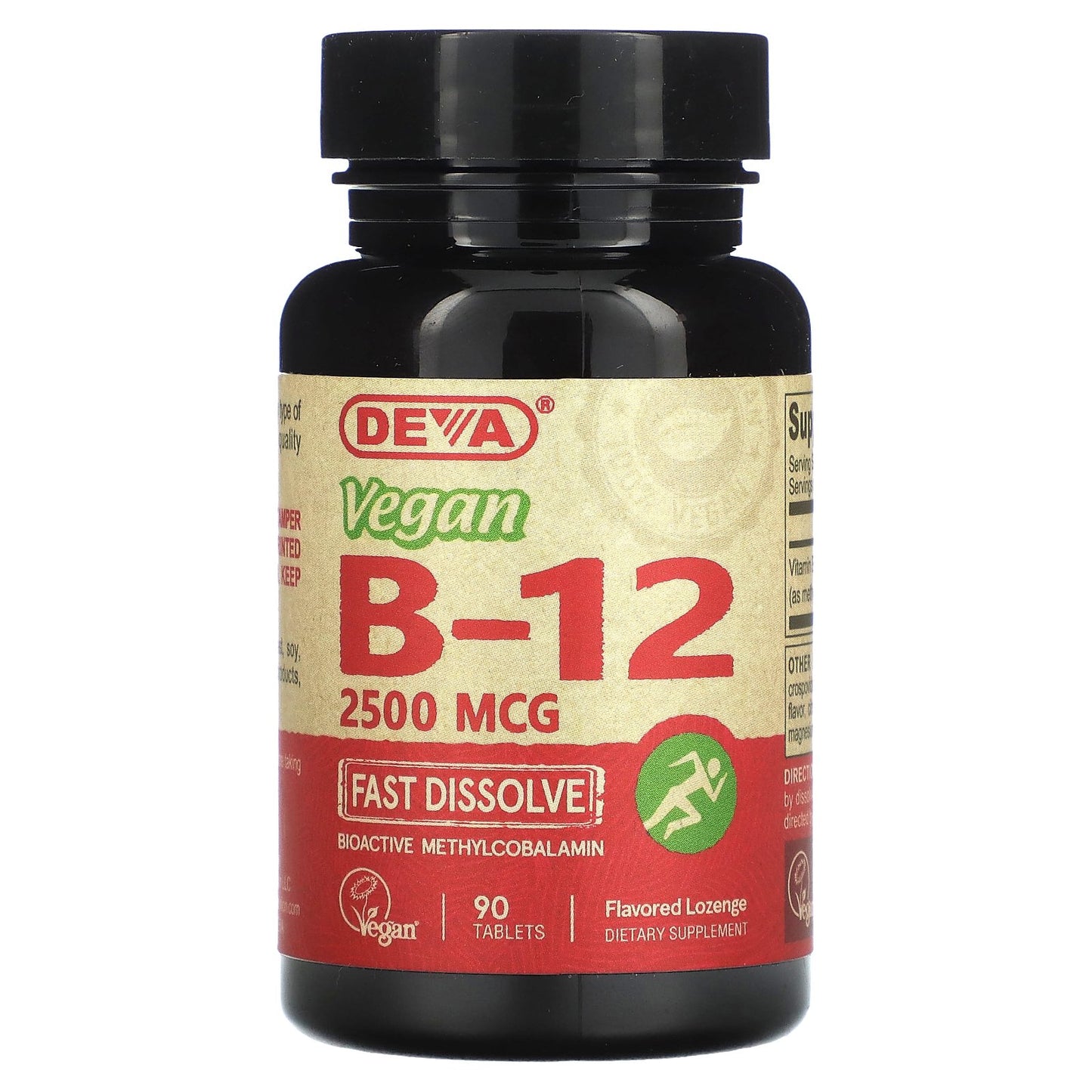 Deva, Vegan B12, Fast-Dissolve, 2,500 mcg, 90 Tablets