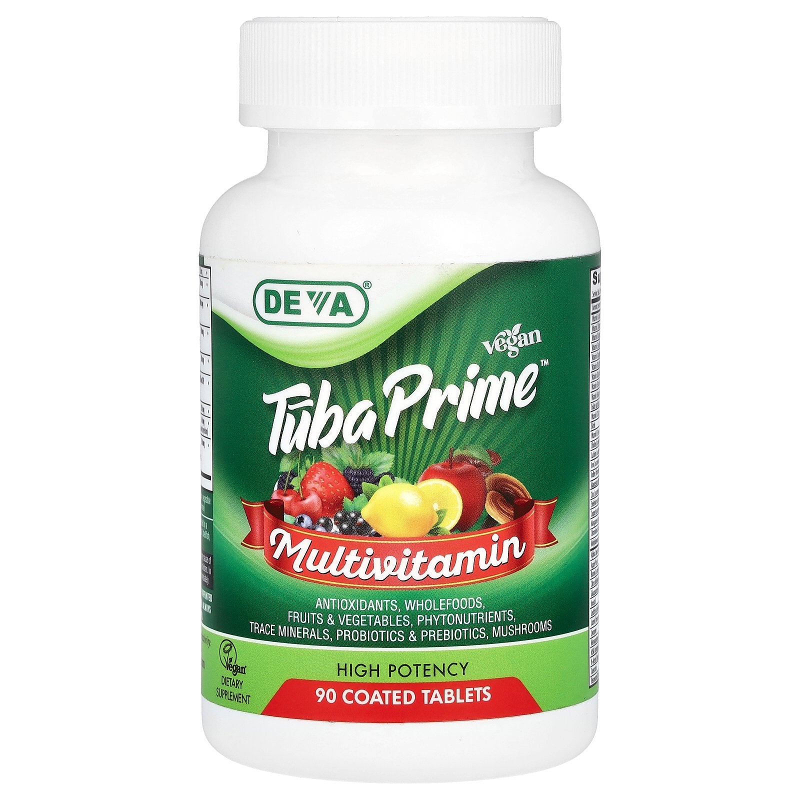 Deva, Vegan Tuba Prime®, Multivitamin, High Potency, 90 Coated Tablets