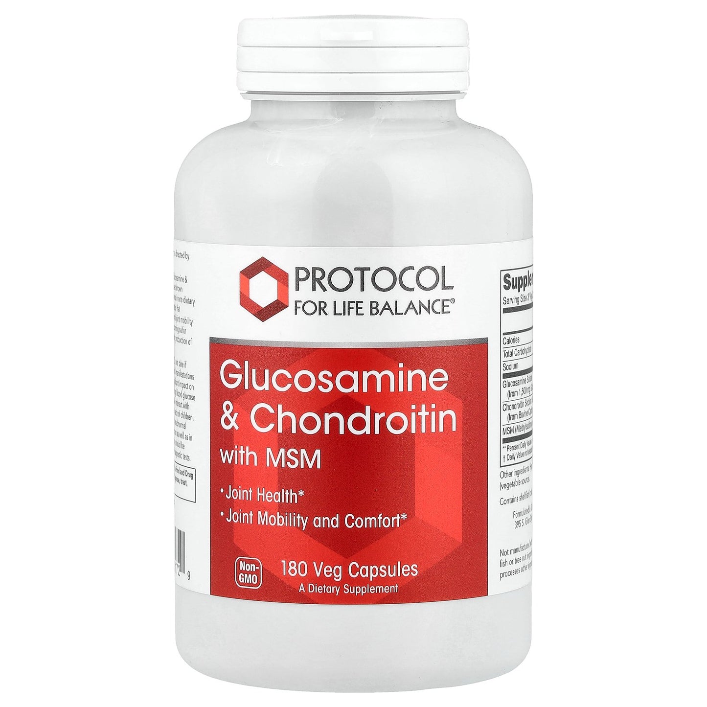 Protocol for Life Balance, Glucosamine & Chondroitin with MSM, 180 Veg Capsules