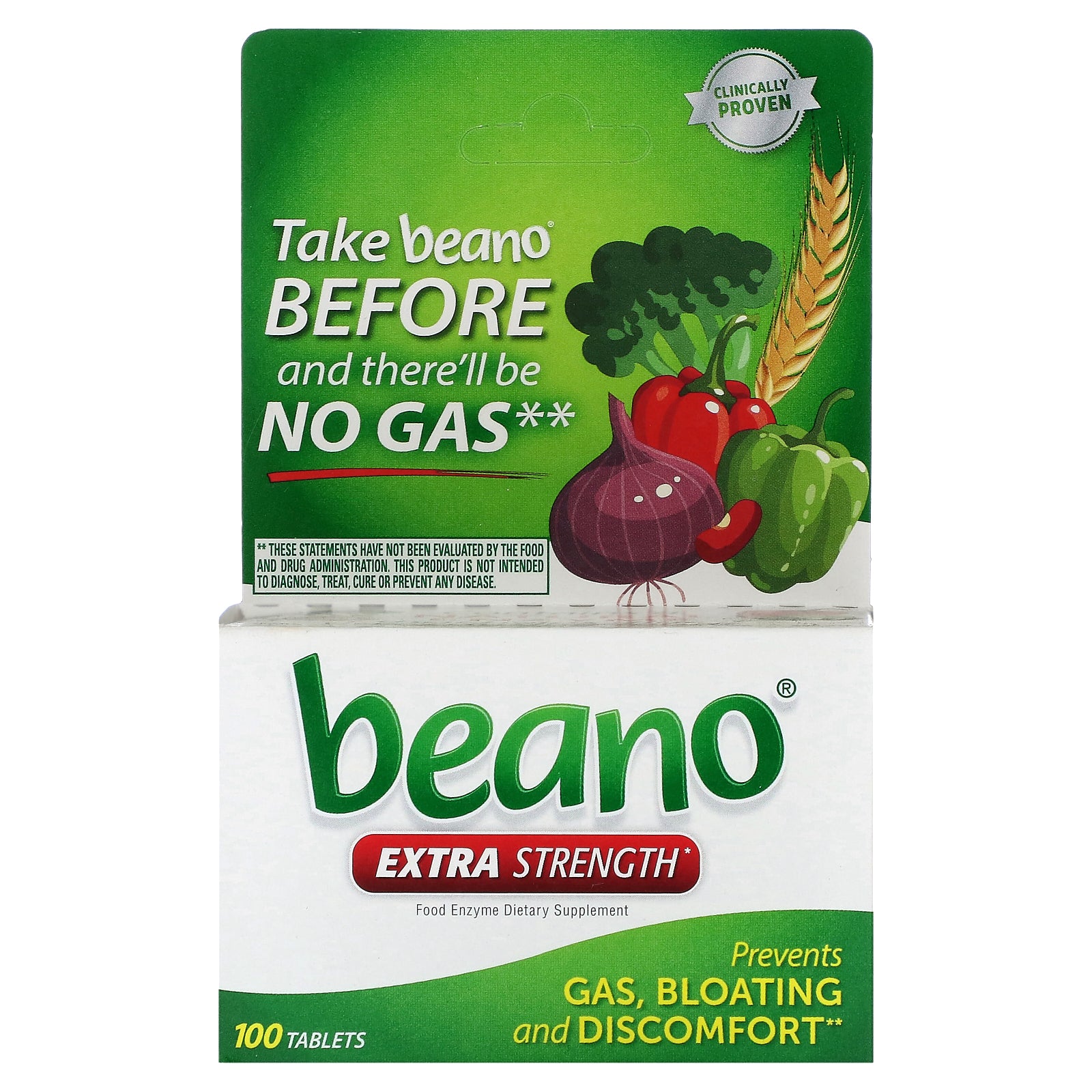 Beano, Extra Strength, 400 GALU, 100 Tablets