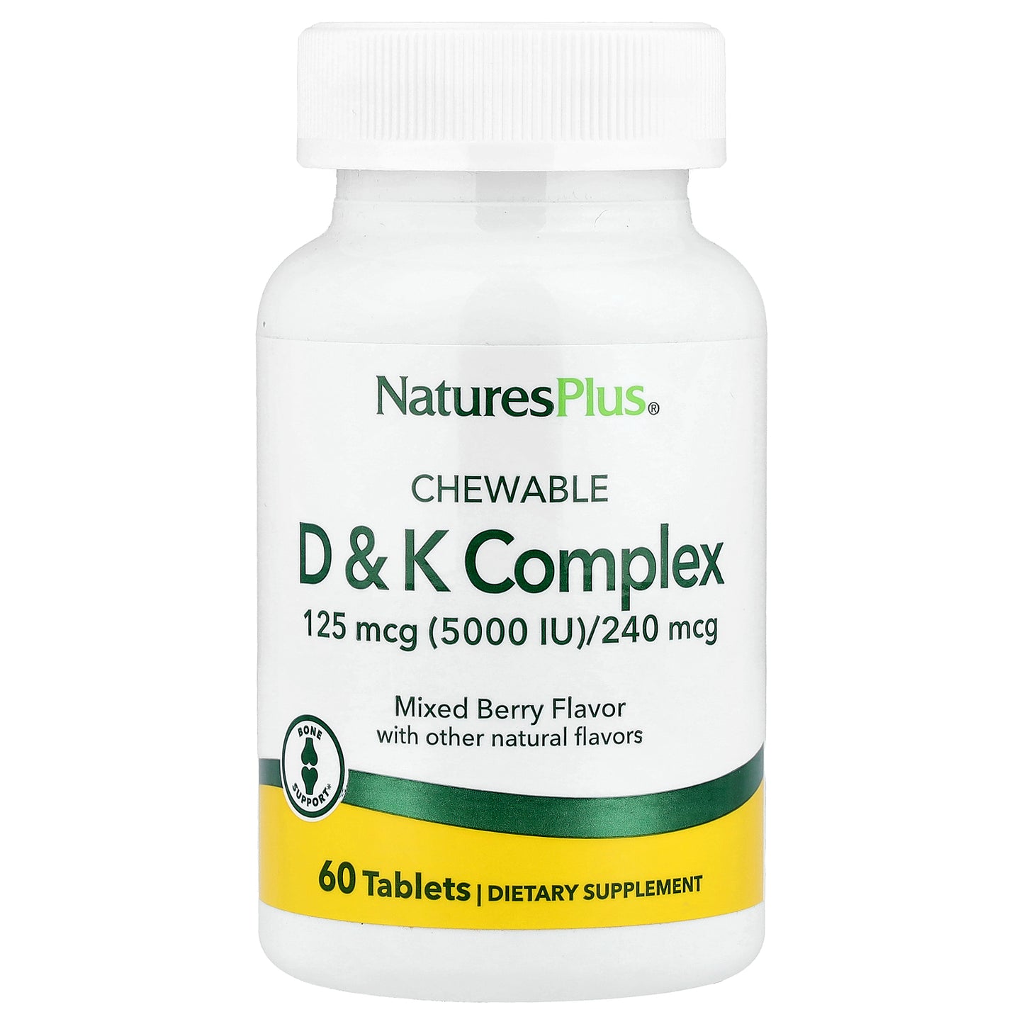 NaturesPlus, Chewable D & K Complex, Mixed Berry, 60 Tablets