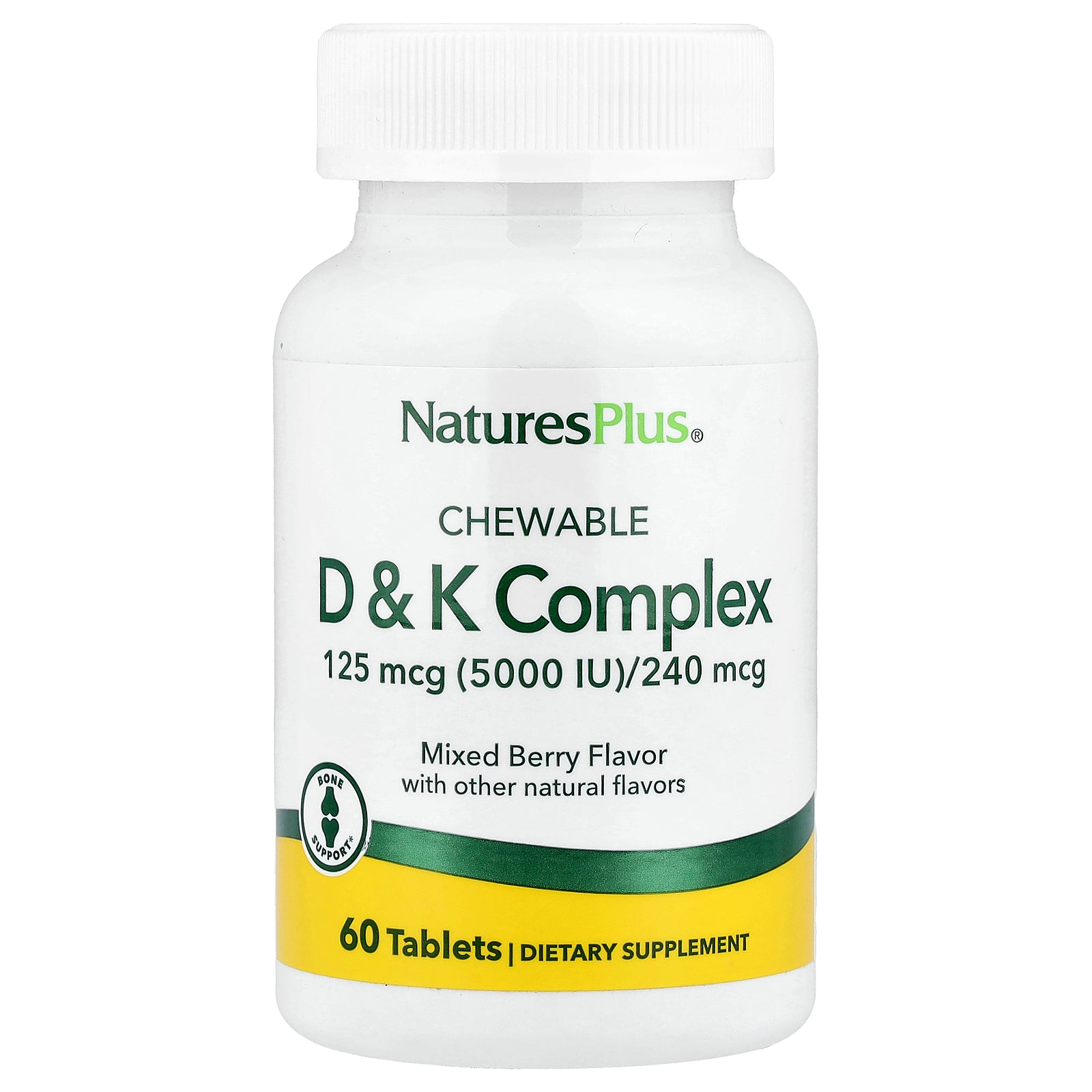 NaturesPlus, Chewable D & K Complex, Mixed Berry, 60 Tablets