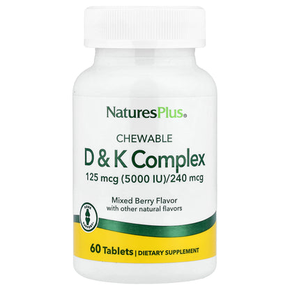 NaturesPlus, Chewable D & K Complex, Mixed Berry, 60 Tablets