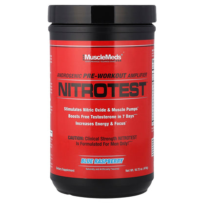 MuscleMeds, Nitrotest™, Androgenic Pre-Workout Amplifier, Blue Raspberry, 16.72 oz (474 g)