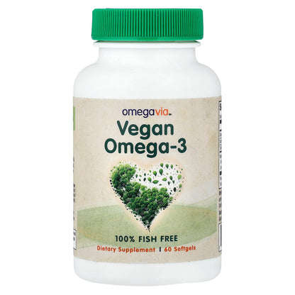 OmegaVia, Vegan Omega-3, 60 Softgels