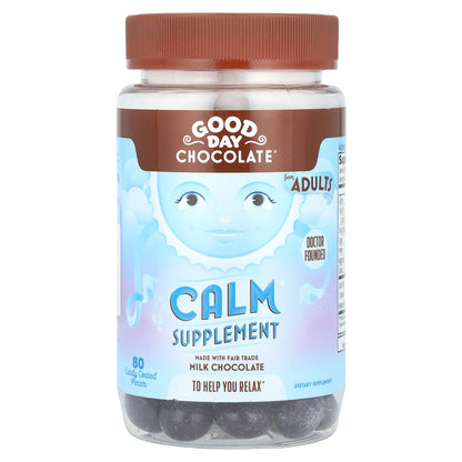 Good Day Chocolate, Calm Supplement, For Adults, Milk Chocolate, 80 Candy Coated Pieces