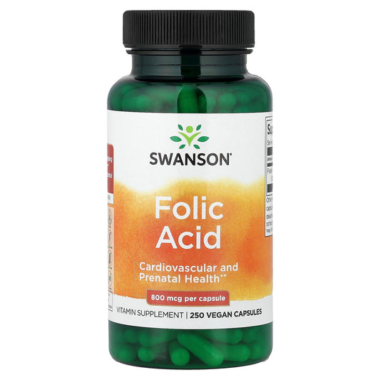 Swanson, Folic Acid, 800 mcg, 250 Vegan Capsules