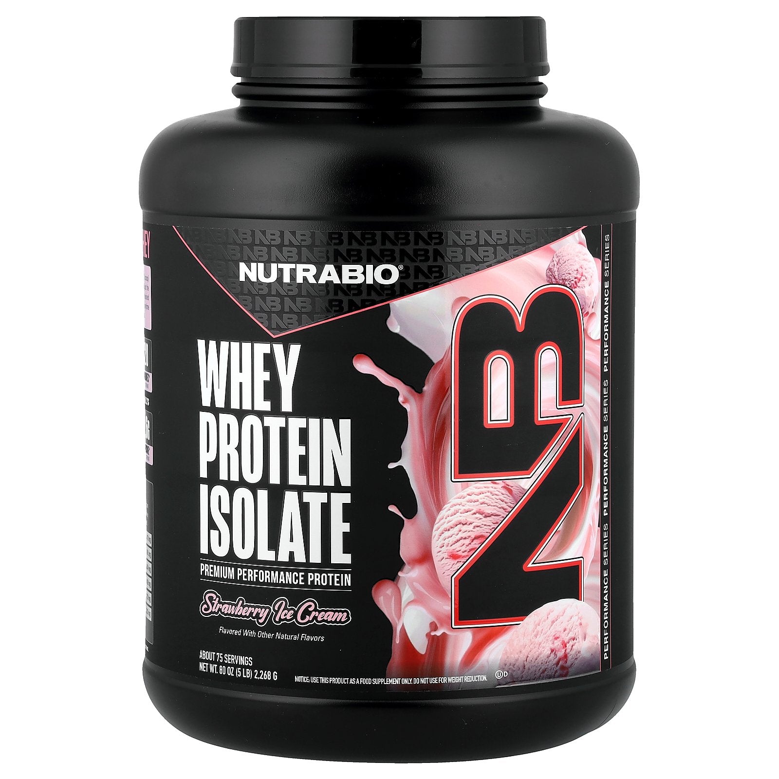 NutraBio, Whey Protein Isolate, Strawberry Ice Cream, 5 lb (2,268 g)