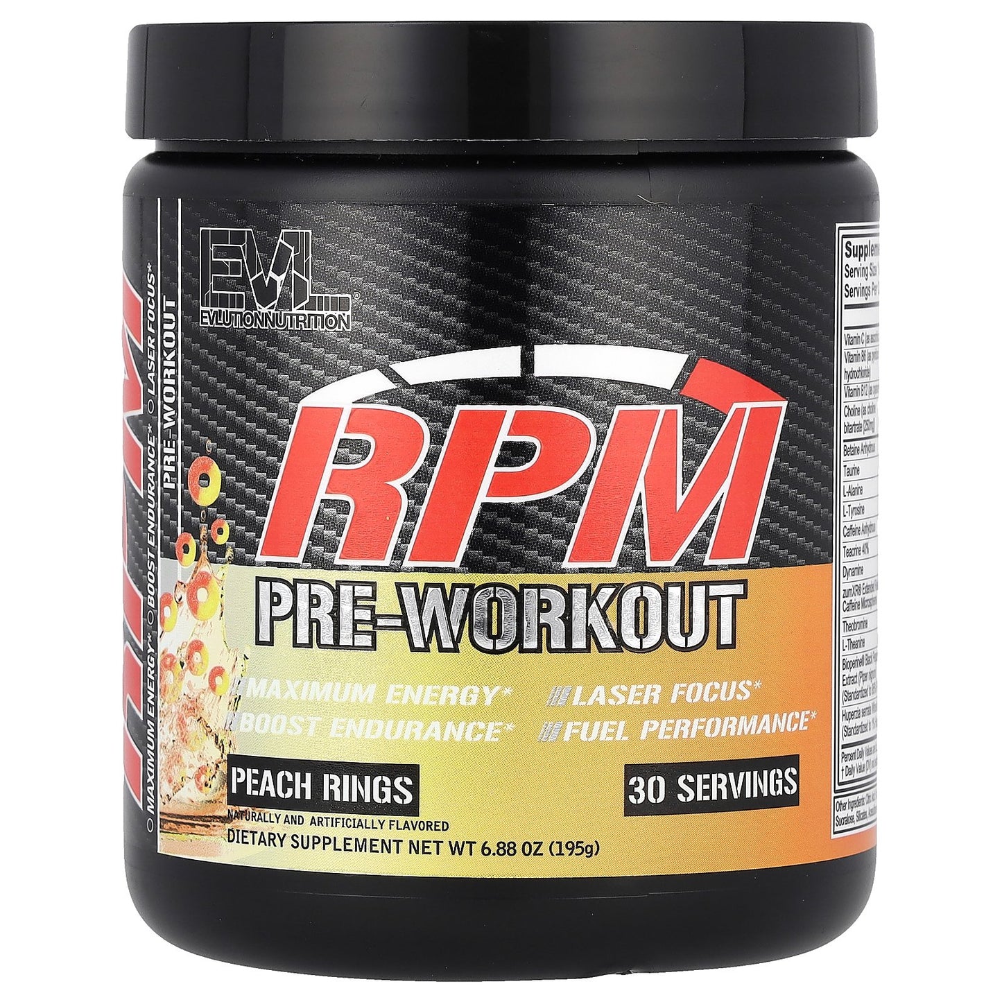 EVLution Nutrition, RPM, Pre-Workout, Peach Rings, 6.88 oz (195 g)