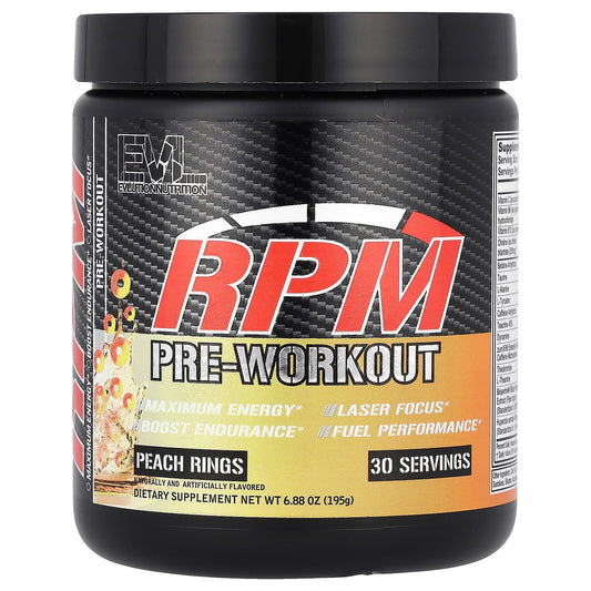 EVLution Nutrition, RPM, Pre-Workout, Peach Rings, 6.88 oz (195 g)