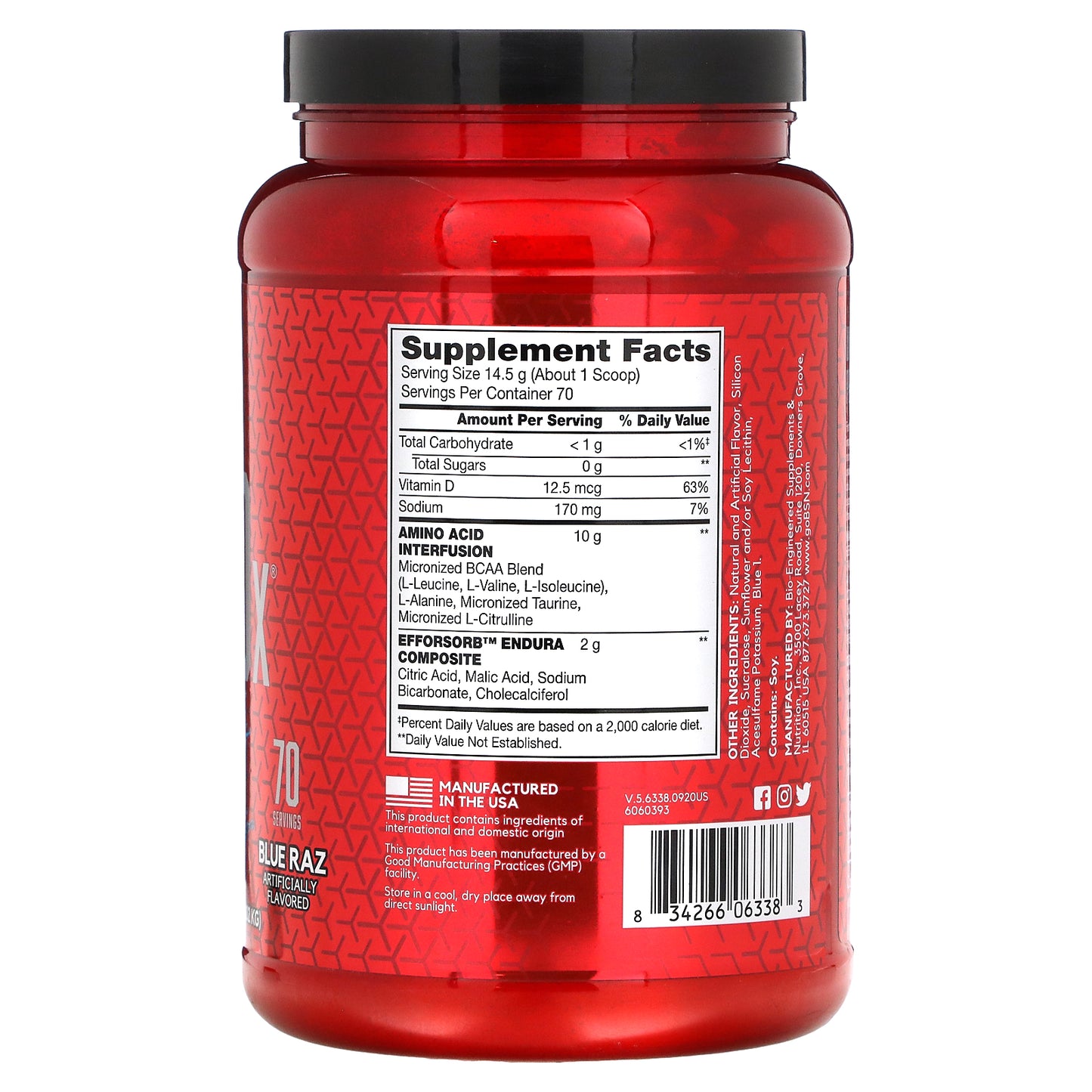 BSN, AminoX, Endurance & Recovery, Blue Raz, 2.24 lb (1.02 kg)