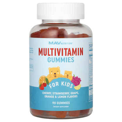 MAV Nutrition, Multivitamin Gummies, For Kids, Cherry, Strawberry, Grape, Orange & Lemon, 90 Gummies