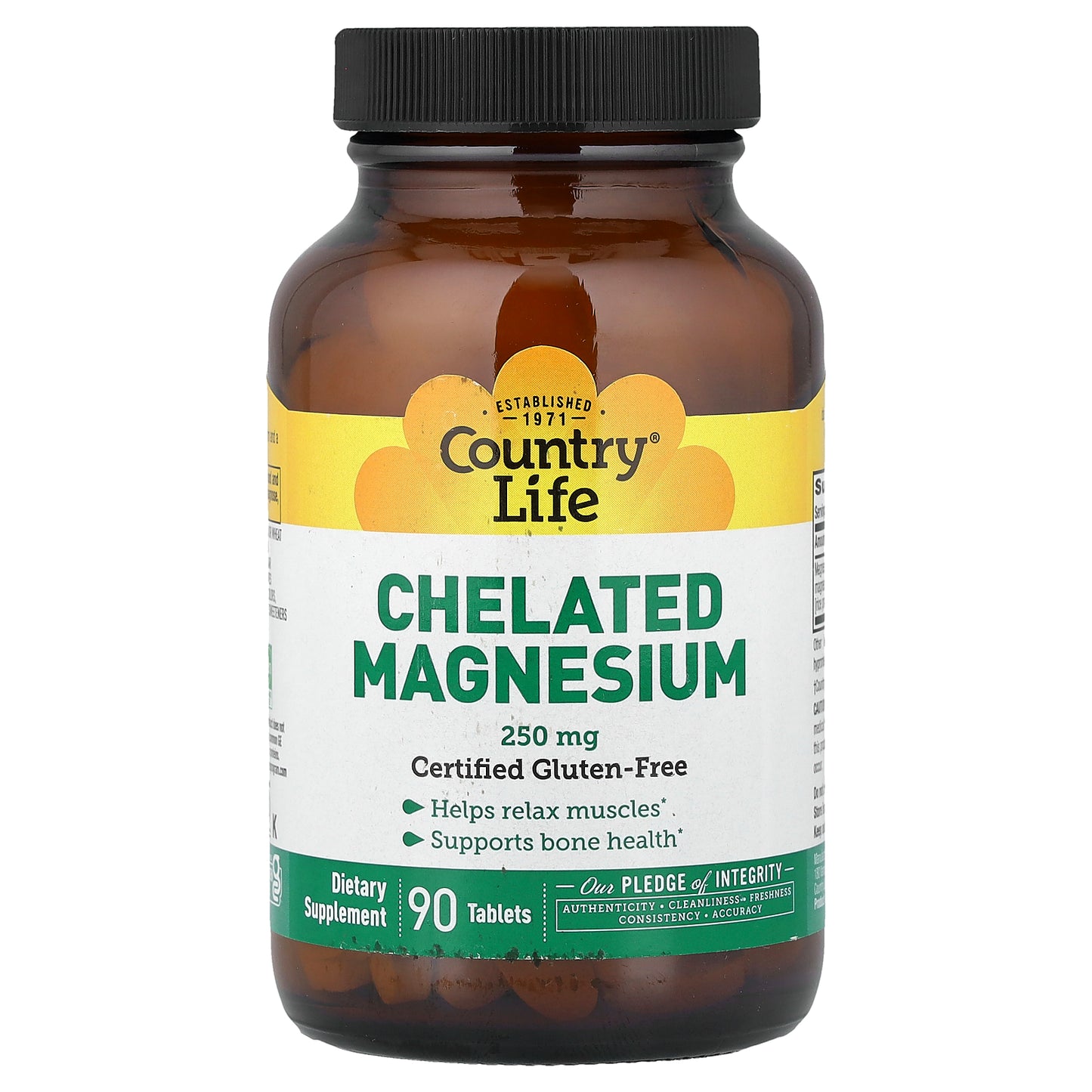Country Life, Chelated Magnesium , 250 mg , 90 Tablets