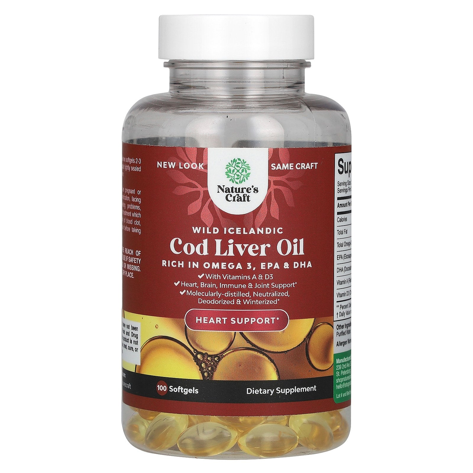 Nature's Craft, Wild Icelandic Cod Liver Oil, 100 Softgels