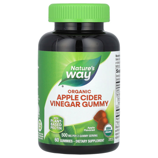 Nature's Way, Organic Apple Cider Vinegar Gummies, Apple, 60 Gummies (250 mg per Gummy)
