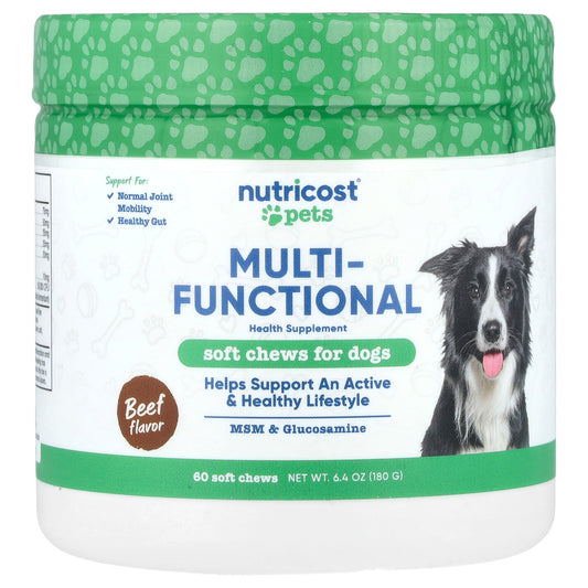 Nutricost, Pets, Multi-Functional, For Dogs, Beef, 60 Soft Chews, 6.4 oz (180 g)