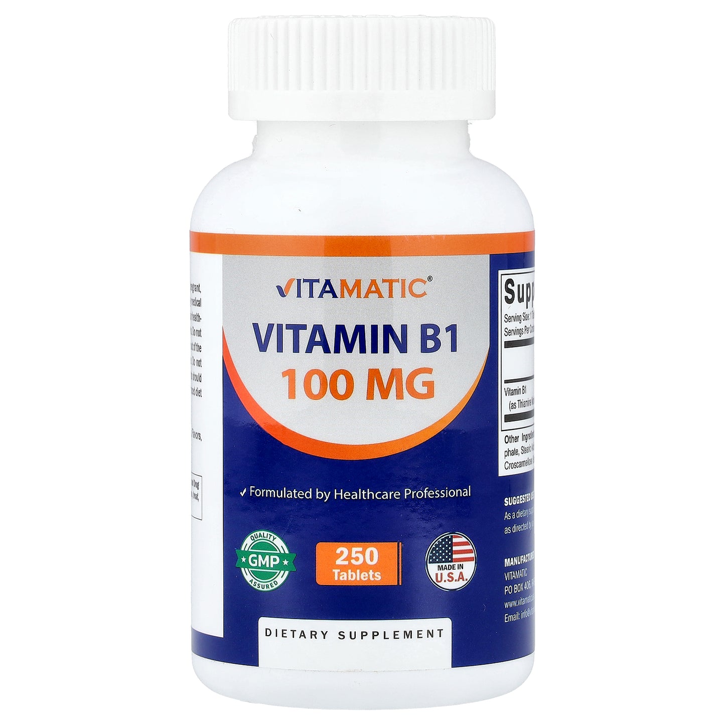 Vitamatic, Vitamin B1, 100 mg, 250 Tablets