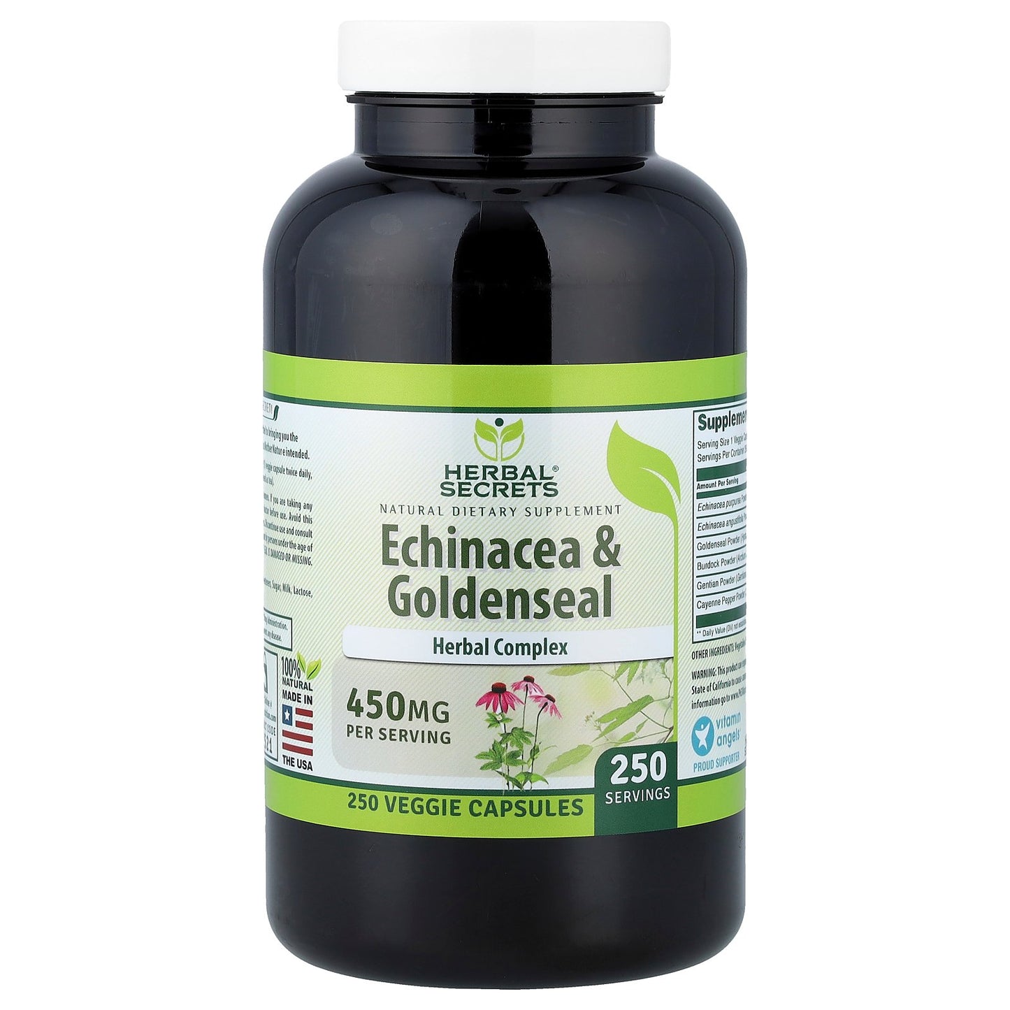 Herbal Secrets, Echinacea & Goldenseal, 250 Veggie Capsules