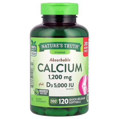 Nature's Truth, Absorbable Calcium Plus D3, 120 Quick Release Softgels