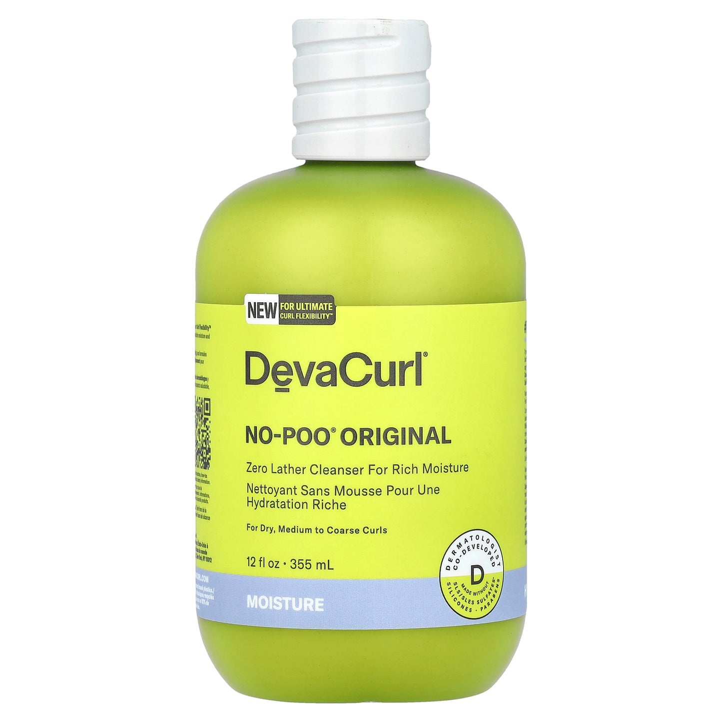 DevaCurl, No-Poo ®Original, Zero Lather Cleanser For Rich Moisture, For Dry, Medium to Coarse Curls, 12 fl oz (355 ml)