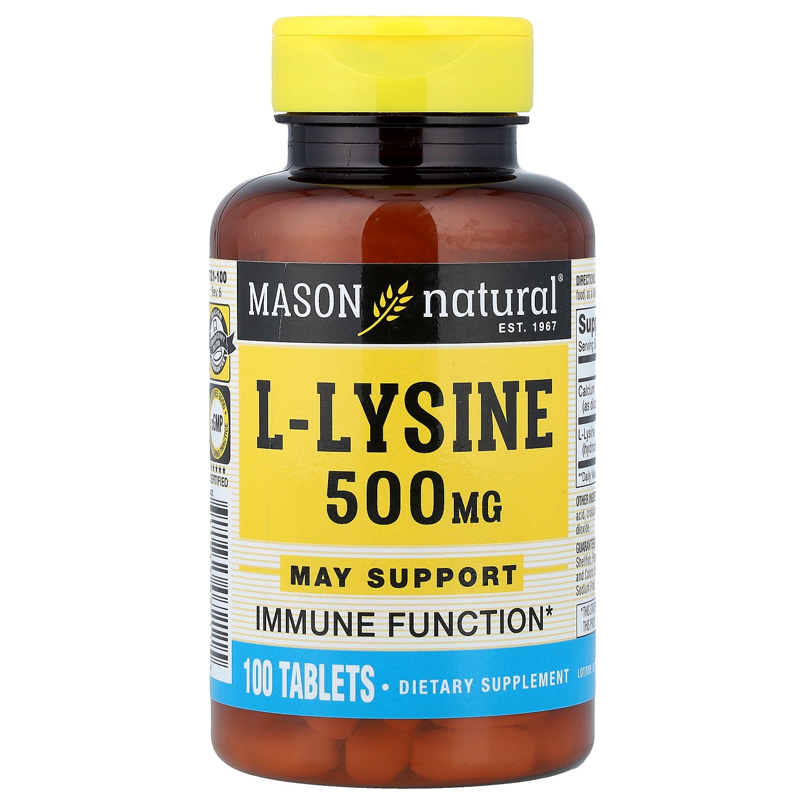 Mason Natural, L-Lysine, 100 Tablets