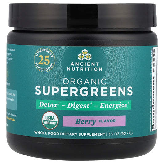 Ancient Nutrition, Organic SuperGreens, Berry, 3.2 oz (90.7 g)
