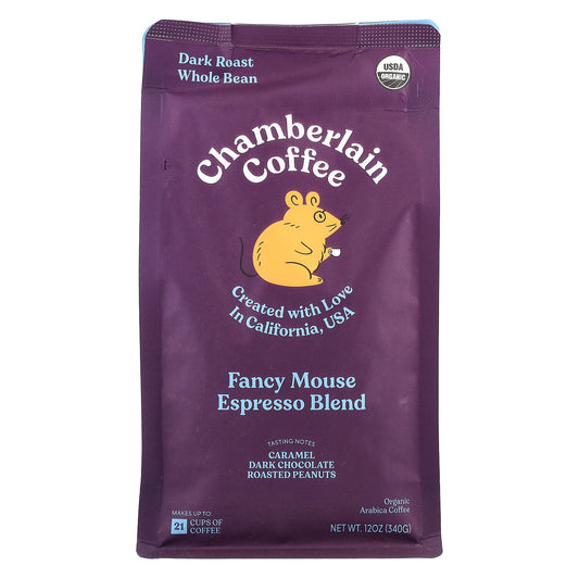 Chamberlain Coffee, Fancy Mouse Espresso Blend, Whole Bean, Dark Roast, 12 oz (340 g)