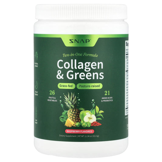 Snap Supplements, Collagen & Greens, Raspberry, 11.34 oz (321.6 g)