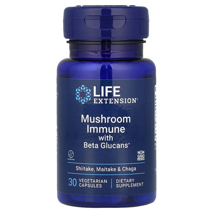 Life Extension, Mushroom Immune with Beta Glucans, 30 Vegetarian Capsules