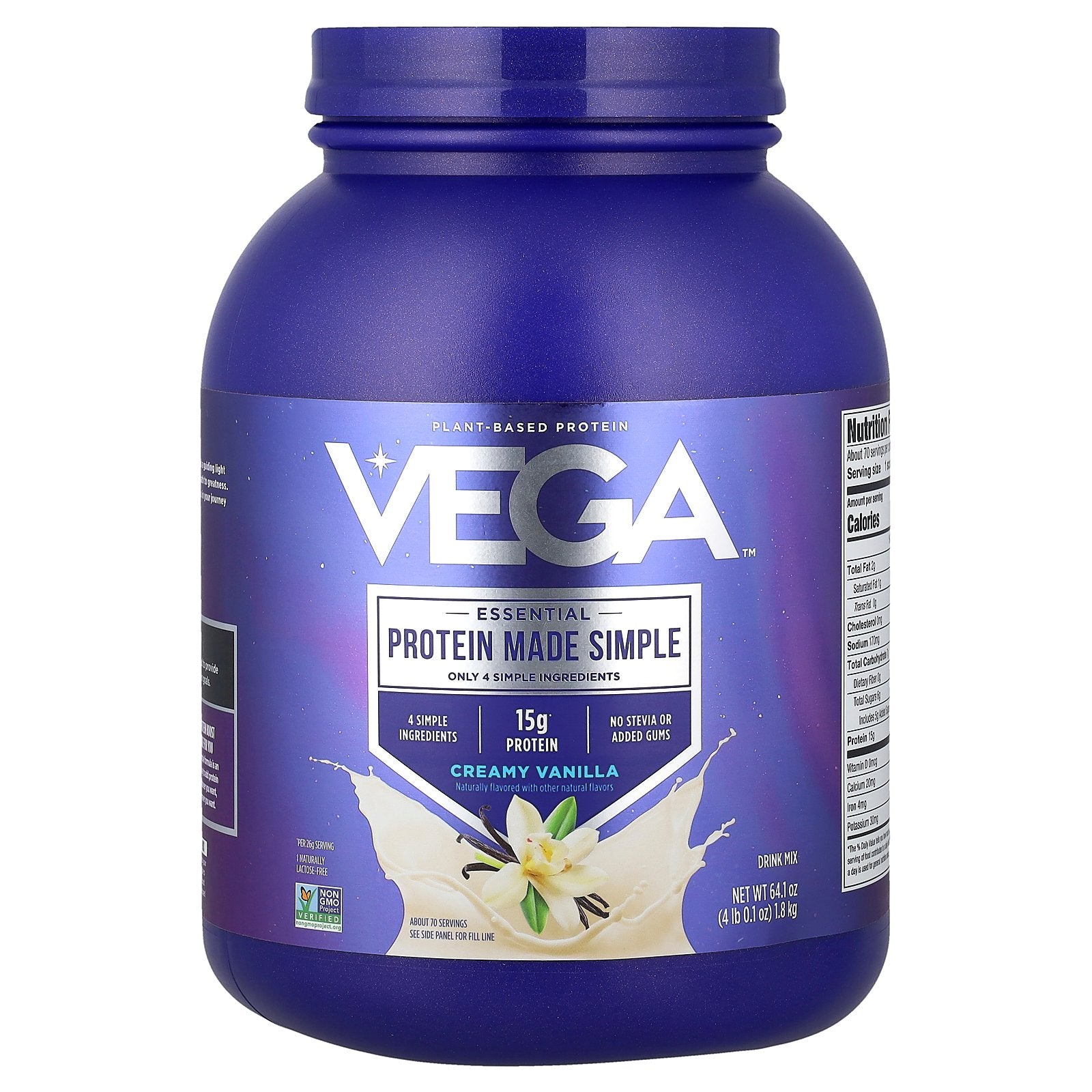Vega, Plant Based Protein, Creamy Vanilla, 4 lb 0.1 oz (1.8 kg)