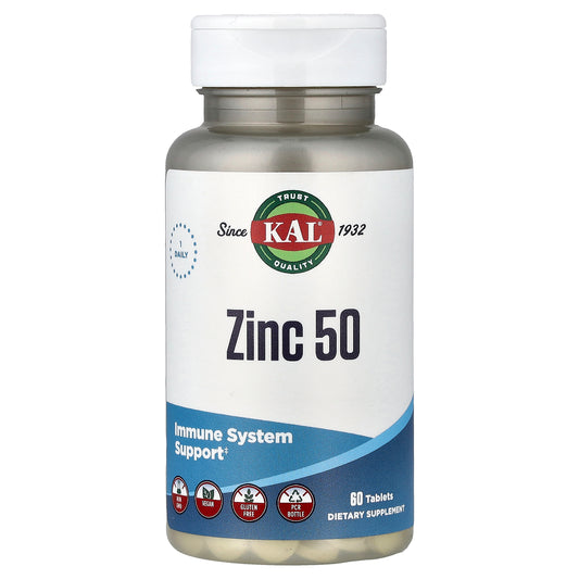KAL, Zinc 50, 60 Tablets