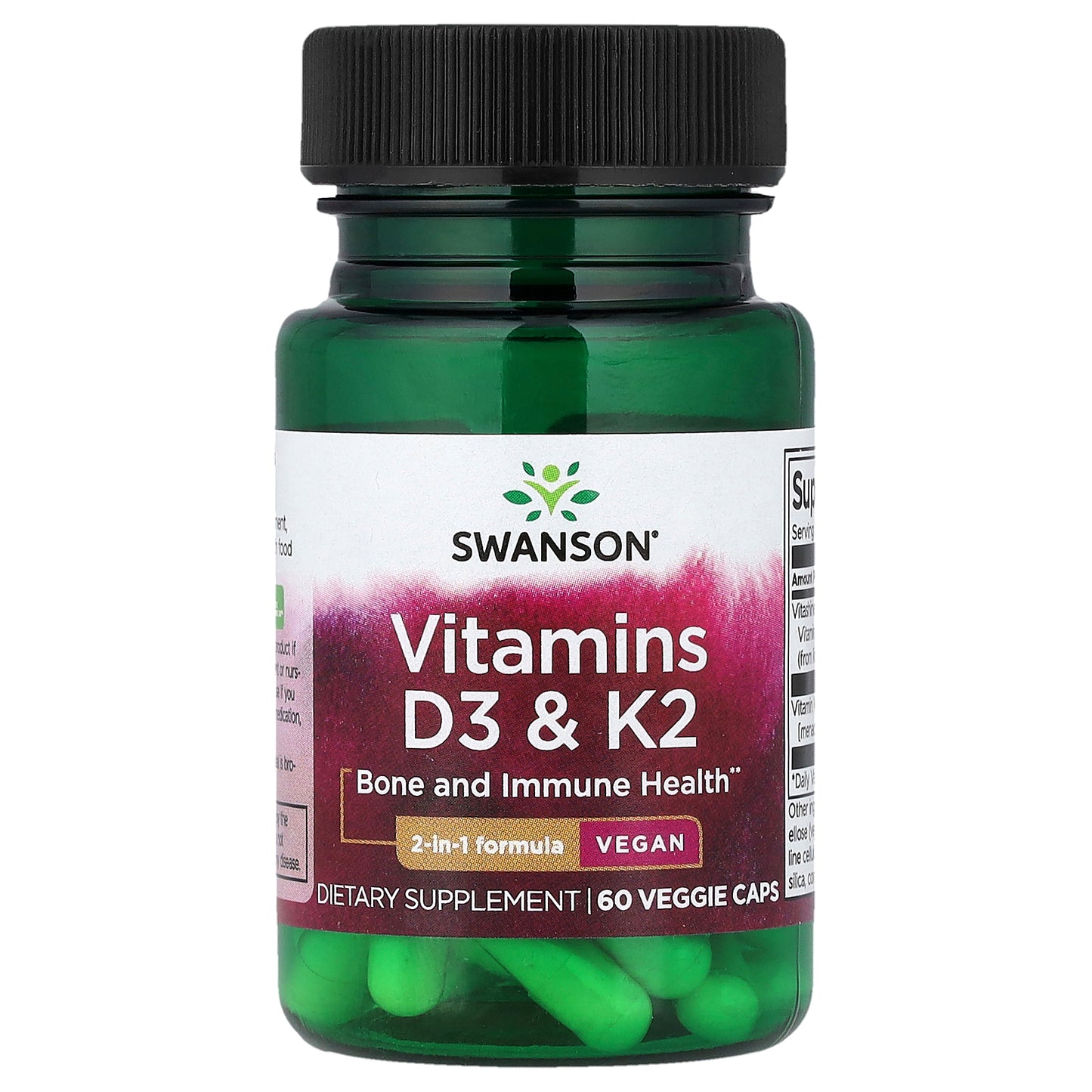 Swanson, Vitamins D3 & K2, 60 Veggie Caps