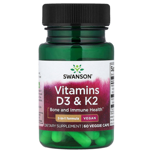 Swanson, Vitamins D3 & K2, 60 Veggie Caps