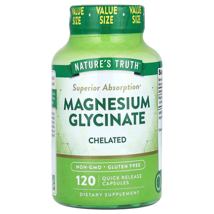 Nature's Truth, Magnesium Glycinate, Chelated, 120 Quick Release Capsules (100 mg per Capsule)