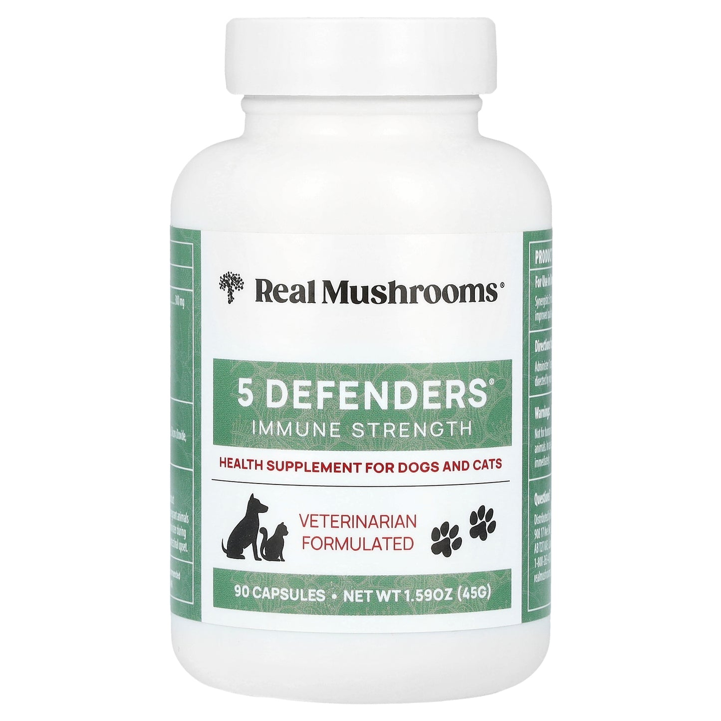 Real Mushrooms, 5 Defenders, For Dogs and Cats, 90 Capsules