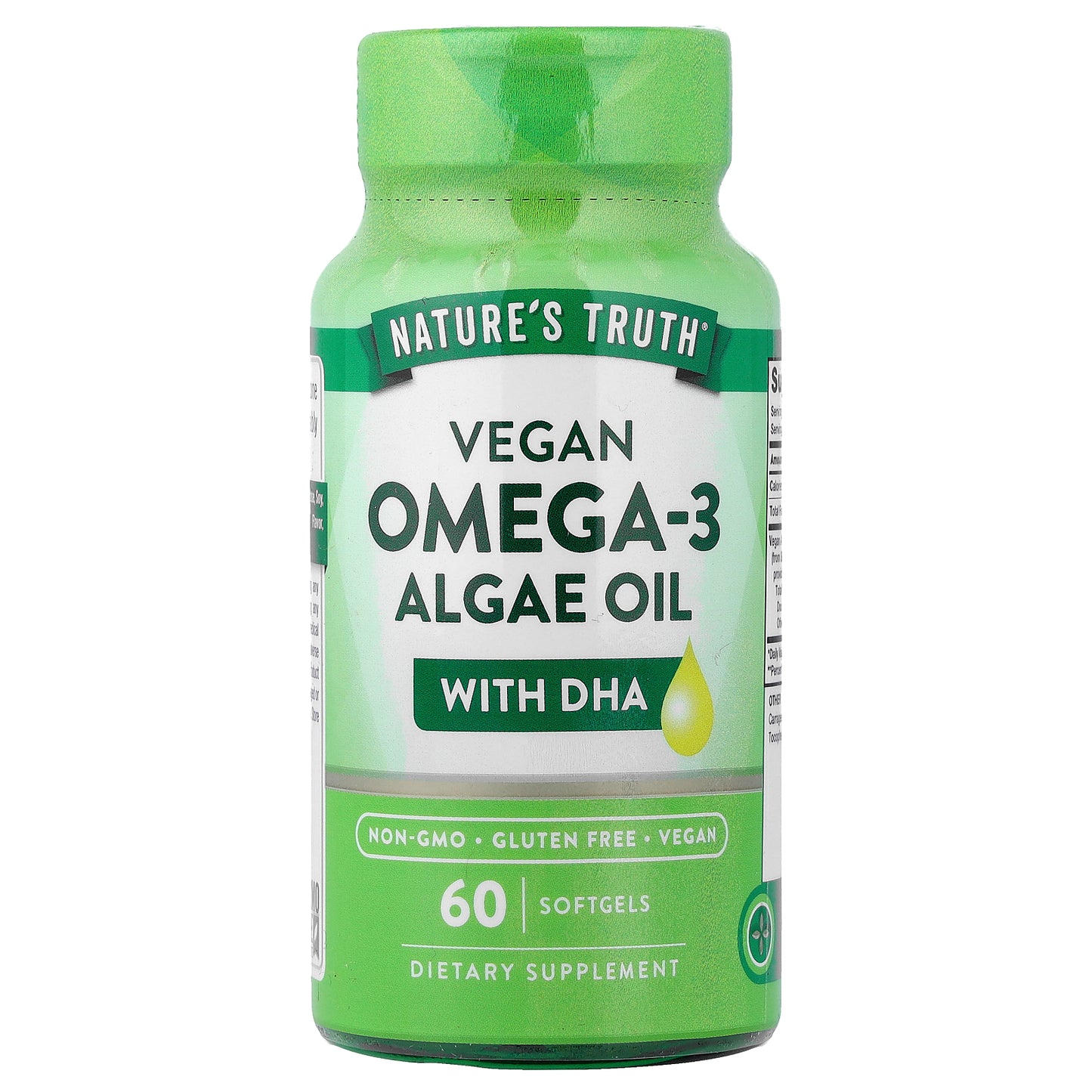 Nature's Truth, Vegan Omega-3 Algae Oil with DHA, 60 Softgels
