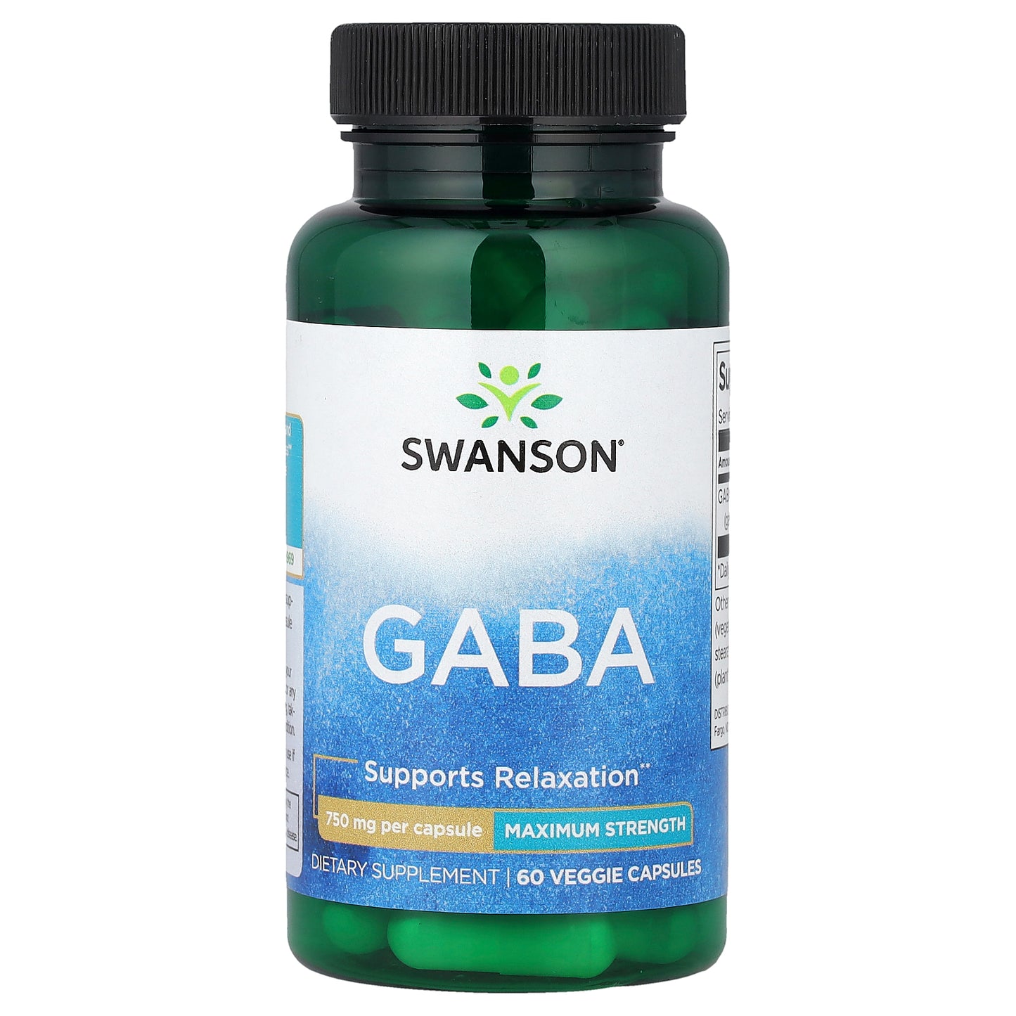Swanson, GABA, Maximum Strength, 750 mg, 60 Veggie Capsules
