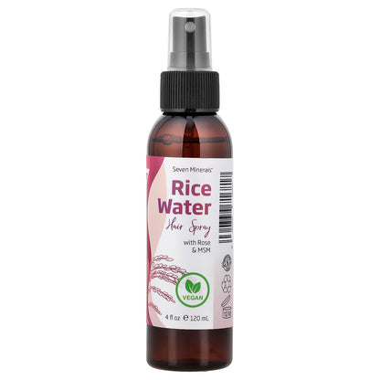 Seven Minerals, Rice Water Hair Spray with Rose & MSM, 4 fl oz (120 ml)