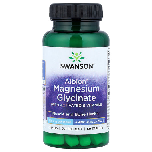 Swanson, Albion® Magnesium Glycinate with Activated B Vitamins, 60 Tablets