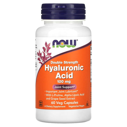 NOW Foods, Hyaluronic Acid, Double Strength, 100 mg, 60 Veg Capsules