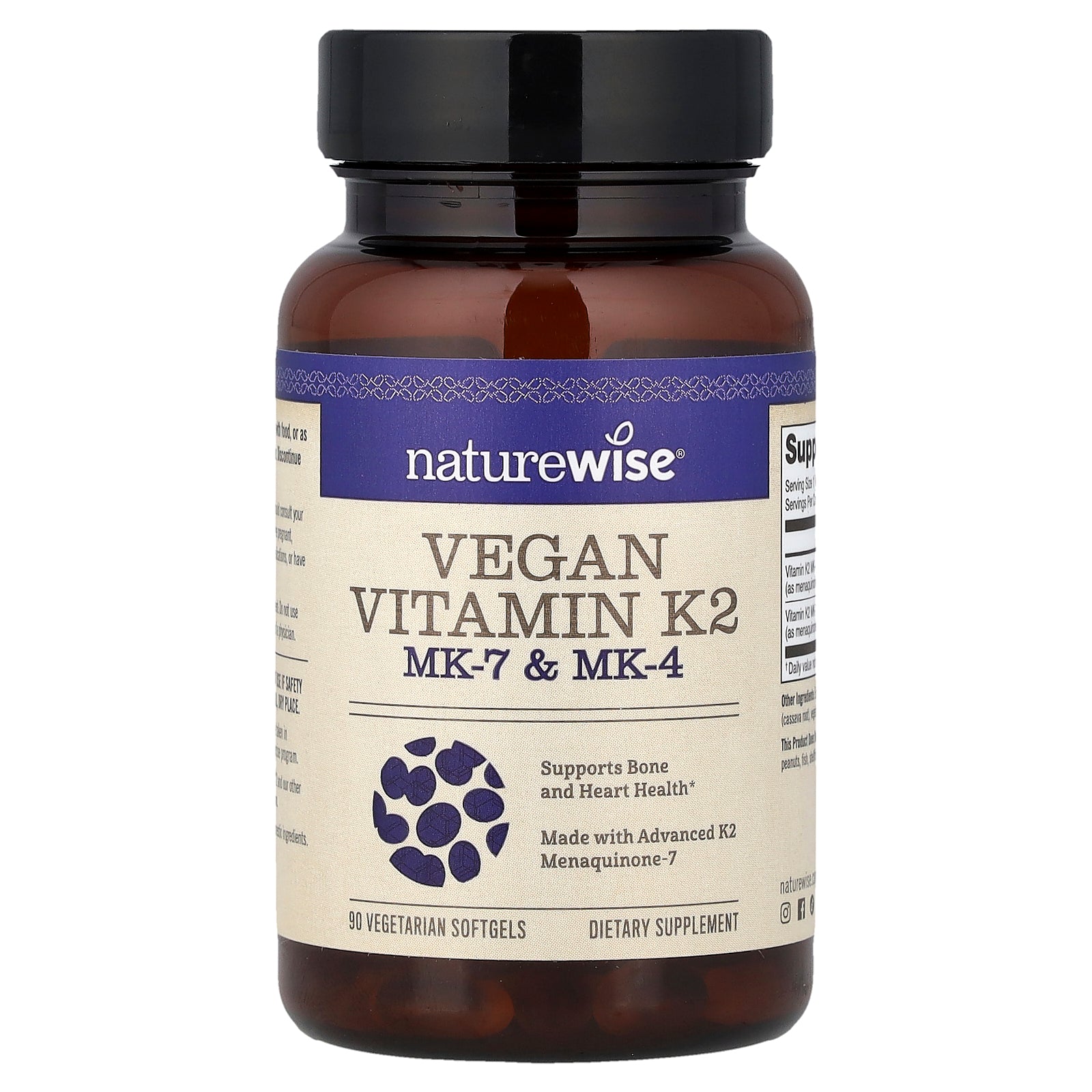 NatureWise, Vegan Vitamin K2, MK-7 & MK-4, 90 Vegetarian Softgels