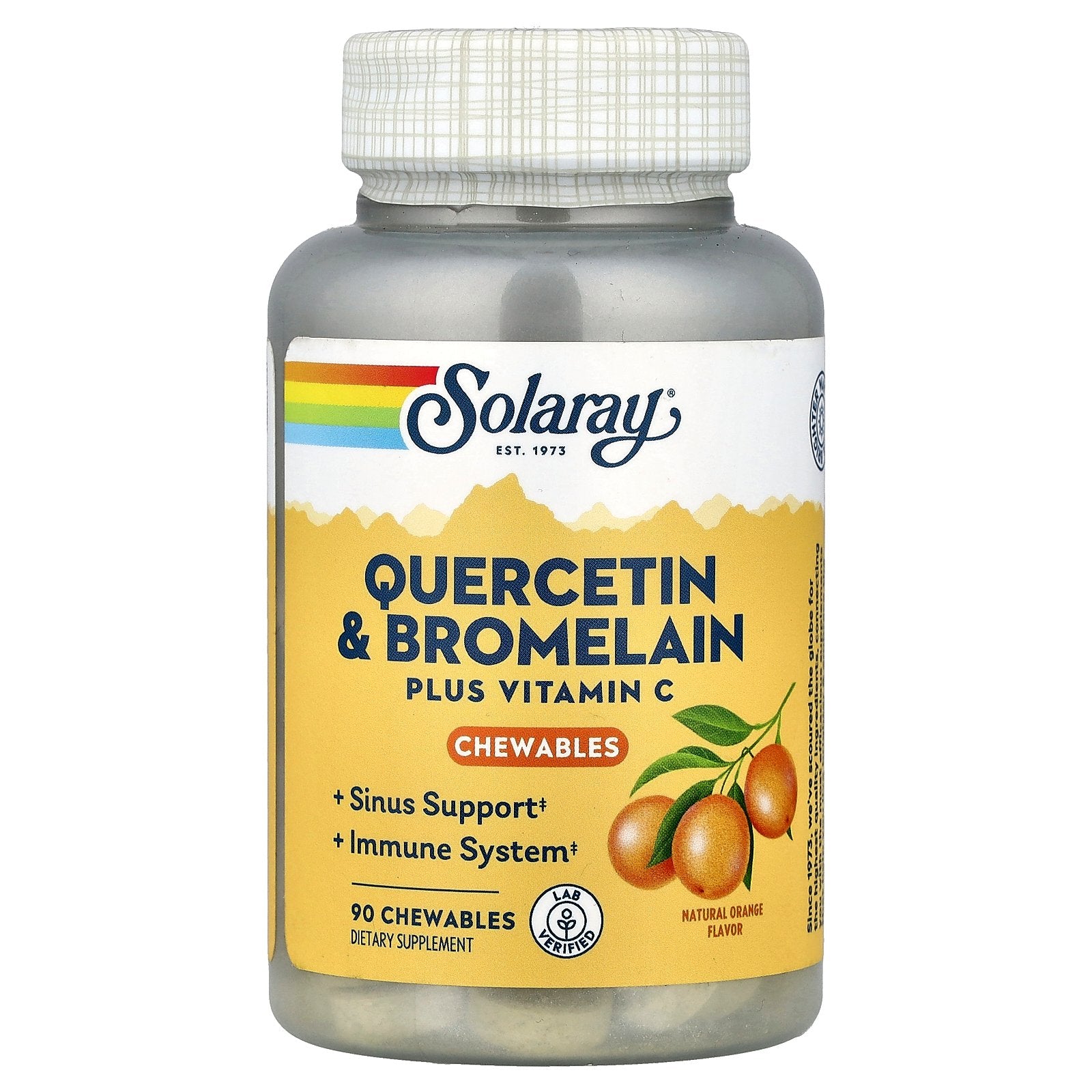 Solaray, Quercetin & Bromelain Plus Vitamin C Chewables,  Natural Orange, 90 Chewables