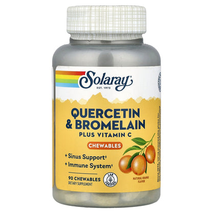Solaray, Quercetin & Bromelain Plus Vitamin C Chewables,  Natural Orange, 90 Chewables