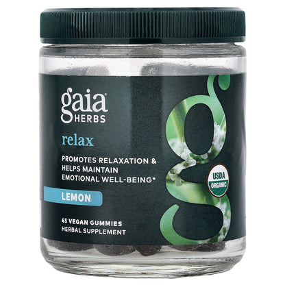 Gaia Herbs, Relax Gummies, Lemon, 45 Vegan Gummies
