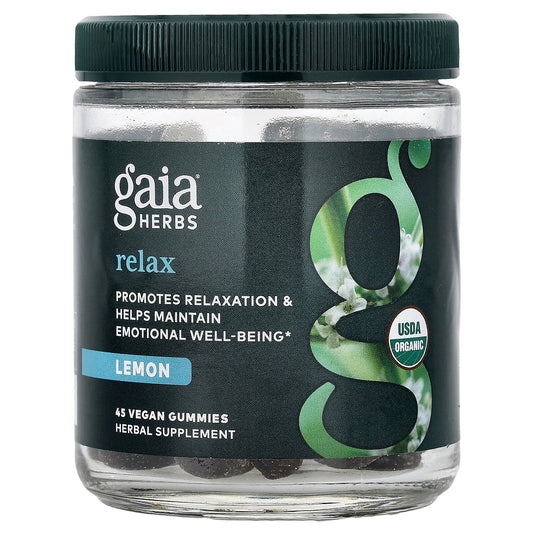 Gaia Herbs, Relax Gummies, Lemon, 45 Vegan Gummies