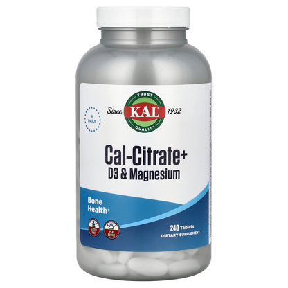 KAL, Cal-Citrate+, D3 & Magnesium, 240 Tablets