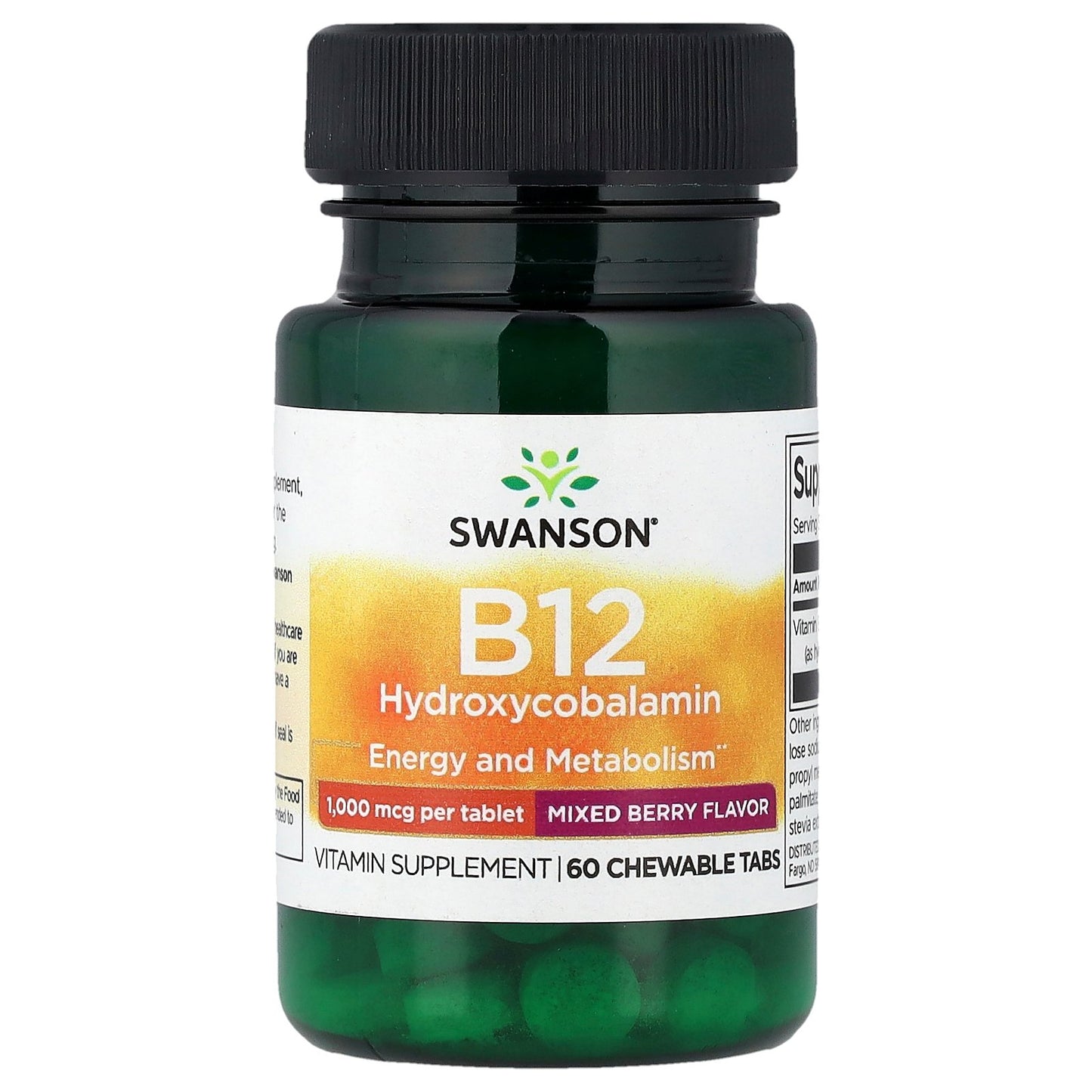 Swanson, B12 Hydroxycobalamin, Mixed Berry, 1,000 mcg, 60 Chewable Tabs